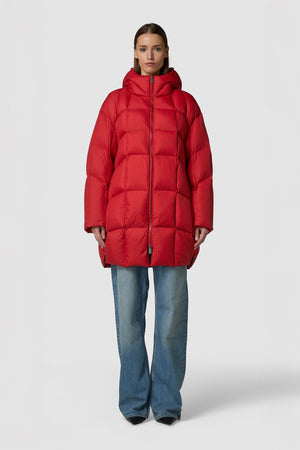 LEGGERISSIMO - PIUMINO CON CAPPUCCIO MIDI OVERSIZE