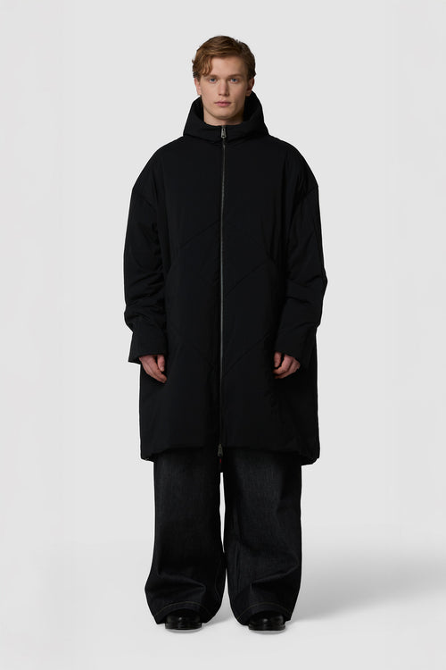 CRUDO - PIUMINO CON CAPPUCCIO LUNGO OVERSIZE