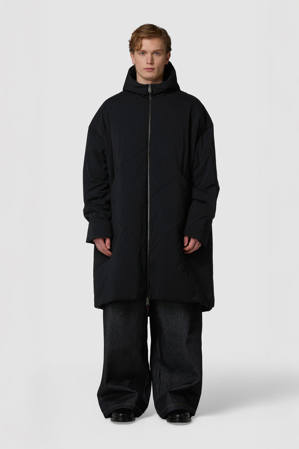 CRUDO - PIUMINO CON CAPPUCCIO LUNGO OVERSIZE