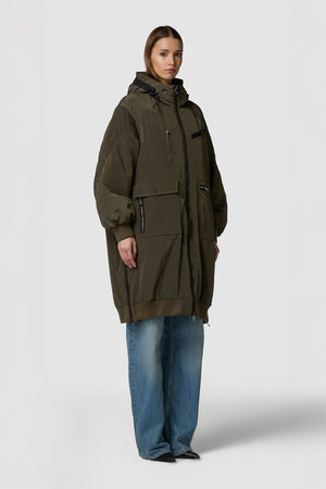 QUADRATINO - HOODED PUFFER BOMBER FULL LENGTH