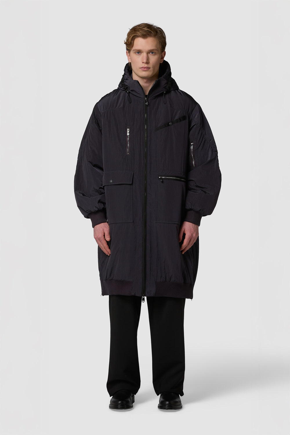 QUADRATINO - BOMBER IMBOTTITO CON CAPPUCCIO LUNGO OVERSIZE