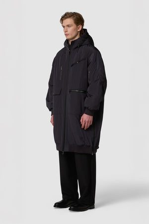 QUADRATINO - HOODED PUFFER BOMBER FULL LENGTH