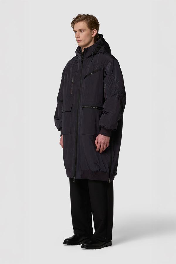 QUADRATINO - HOODED PUFFER BOMBER FULL LENGTH
