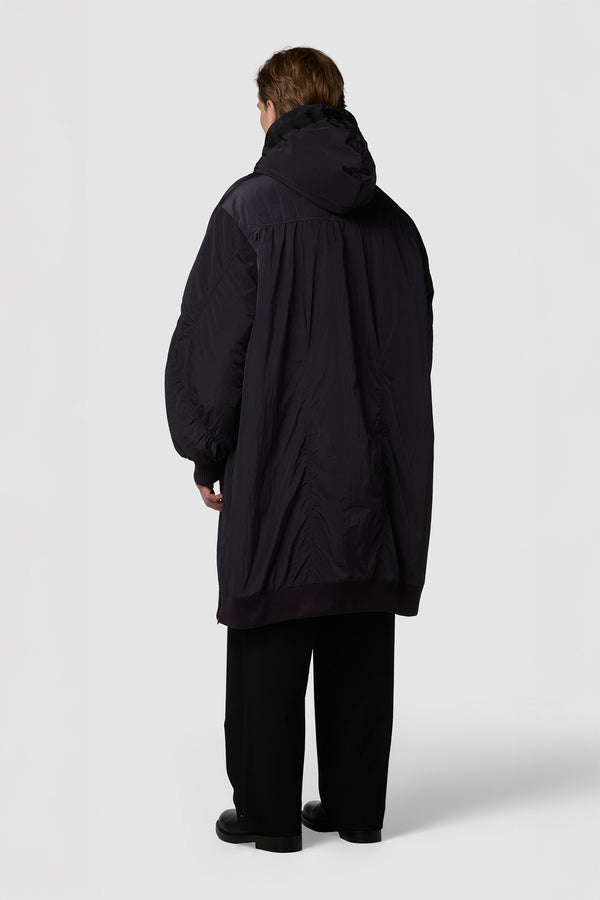 QUADRATINO - BOMBER IMBOTTITO CON CAPPUCCIO LUNGO OVERSIZE