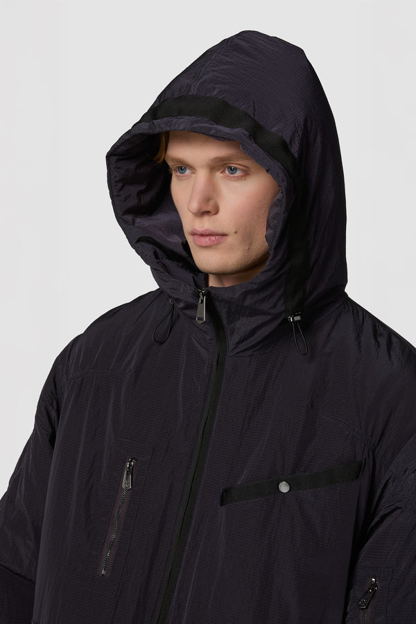 QUADRATINO - HOODED PUFFER BOMBER FULL LENGTH