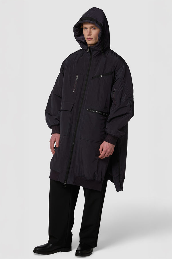 QUADRATINO - HOODED PUFFER BOMBER FULL LENGTH