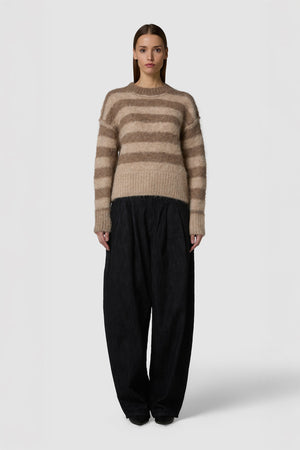 PELOSONE - ALPACA OVERSIZED STRIPED ROUNDNECK SWEATER