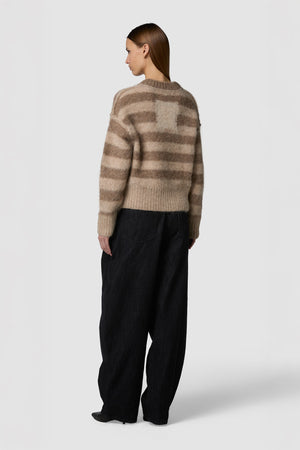 PELOSONE - ALPACA OVERSIZED STRIPED ROUNDNECK SWEATER