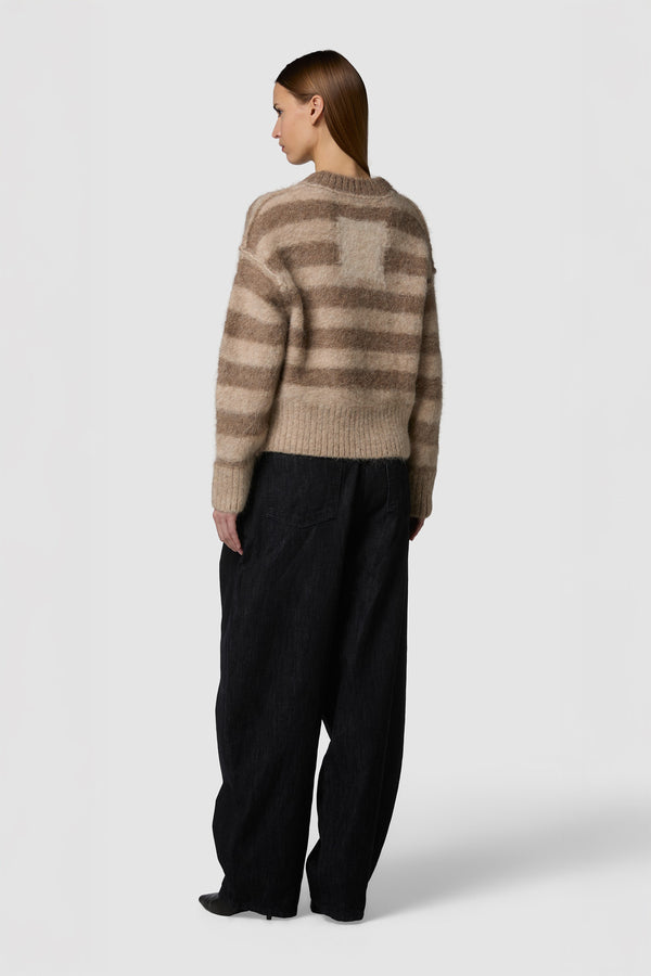 PELOSONE - ALPACA OVERSIZED STRIPED ROUNDNECK SWEATER