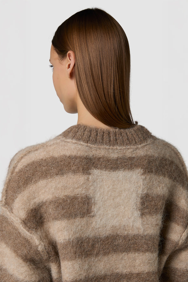 PELOSONE - ALPACA OVERSIZED STRIPED ROUNDNECK SWEATER