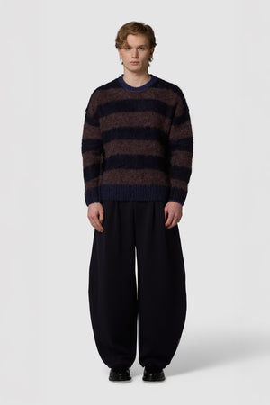 PELOSONE - ALPACA OVERSIZED STRIPED ROUNDNECK SWEATER