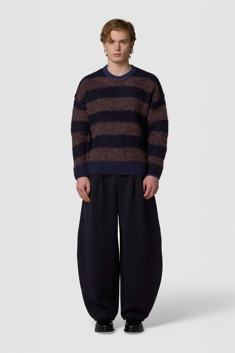 PELOSONE - MAGLIONE GIROCOLLO A RIGHE IN ALPACA