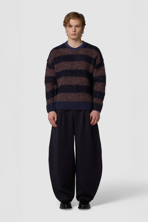 PELOSONE - ALPACA OVERSIZED STRIPED ROUNDNECK SWEATER