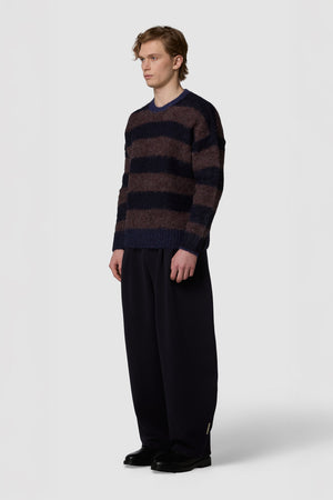 PELOSONE - ALPACA OVERSIZED STRIPED ROUNDNECK SWEATER