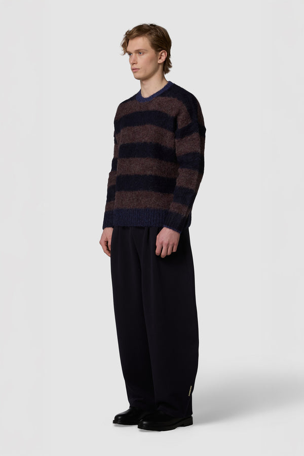 PELOSONE - ALPACA OVERSIZED STRIPED ROUNDNECK SWEATER