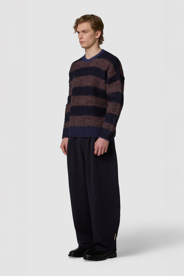 PELOSONE - ALPACA OVERSIZED STRIPED ROUNDNECK SWEATER