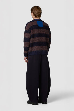 PELOSONE - ALPACA OVERSIZED STRIPED ROUNDNECK SWEATER