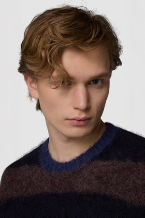 PELOSONE - ALPACA OVERSIZED STRIPED ROUNDNECK SWEATER