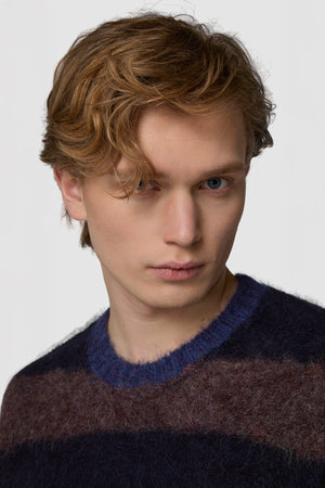 PELOSONE - ALPACA OVERSIZED STRIPED ROUNDNECK SWEATER