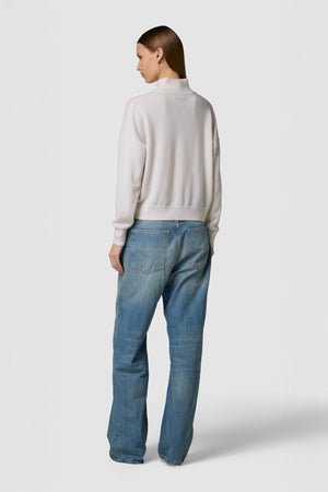 MORBIDINO - CASHMERE HIGH-NECK ZIP-UP SWEATER CROPPED