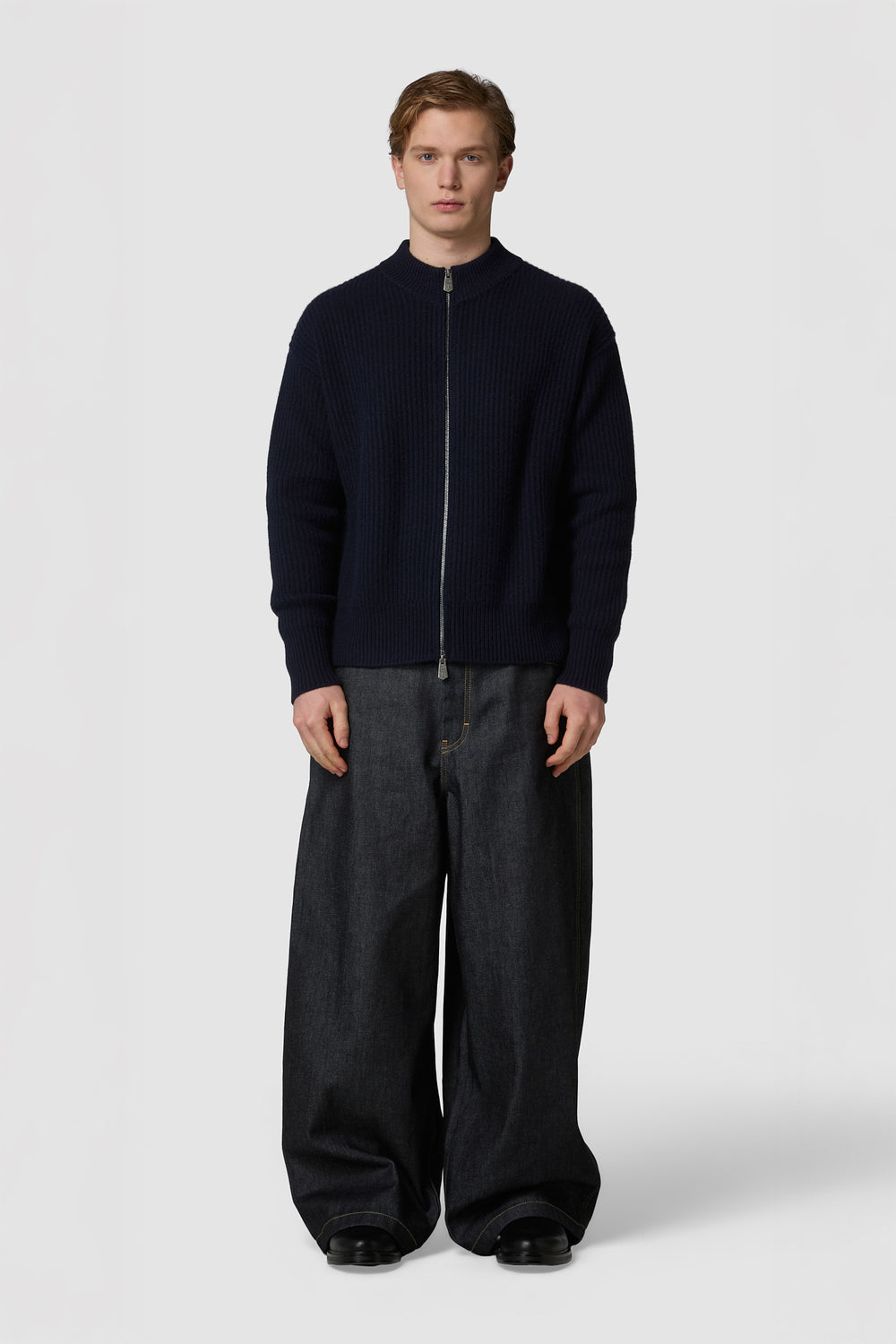 COSTA - MAGLIONE COMFY CON FULL-ZIP IN CASHMERE