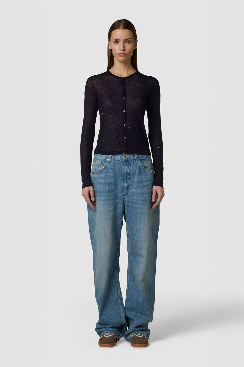 BRILLINO - CARDIGAN IN LANA CON MICRO PAILLETTES