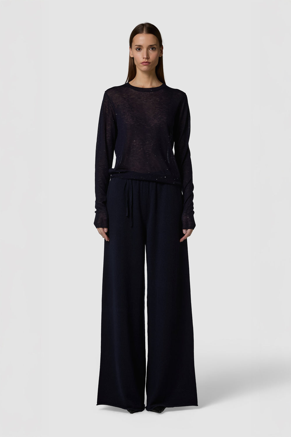 BRILLINO - MAGLIONE GIROCOLLO IN LANA CON MICRO PAILLETTES