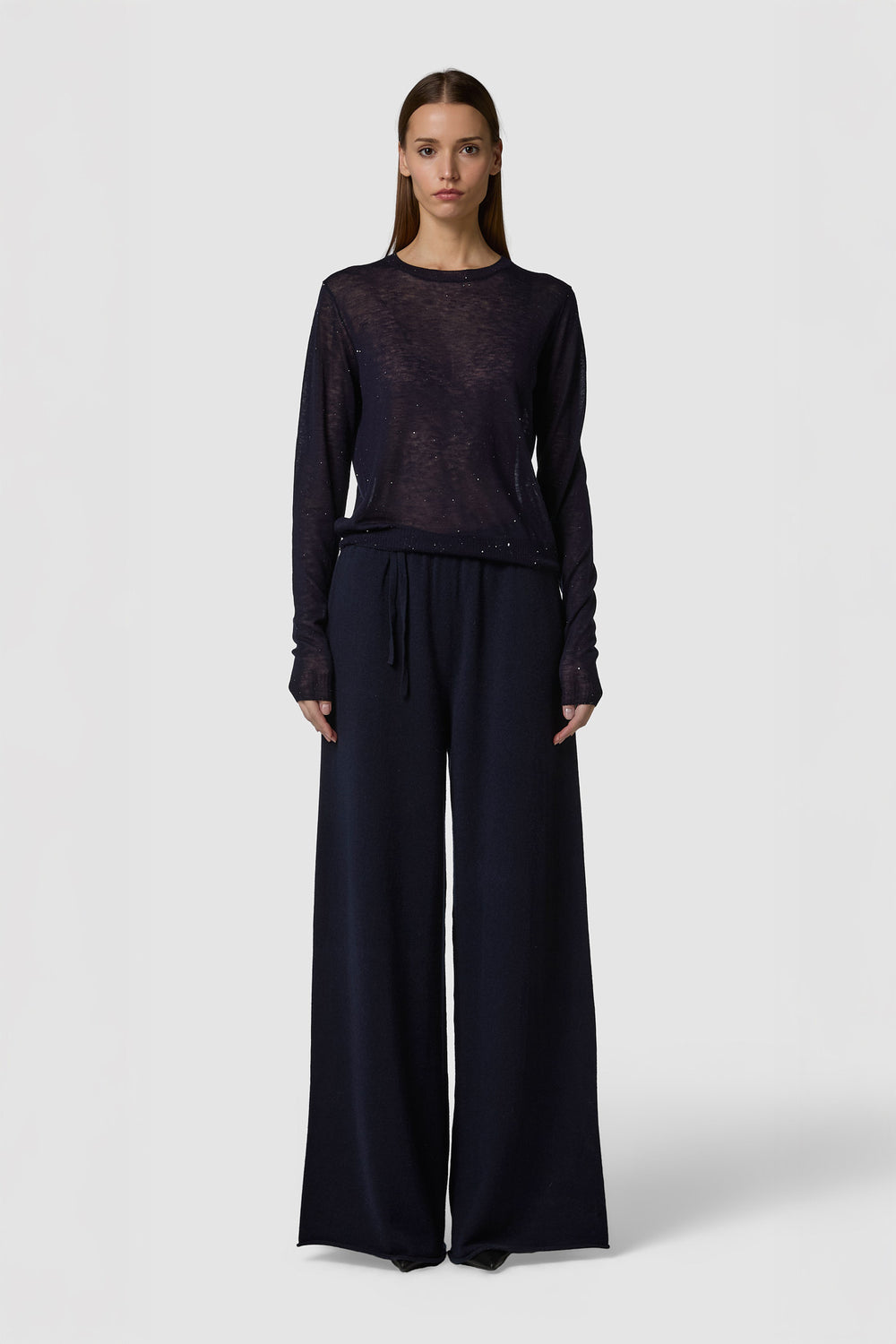 BRILLINO - MAGLIONE GIROCOLLO IN LANA CON MICRO PAILLETTES