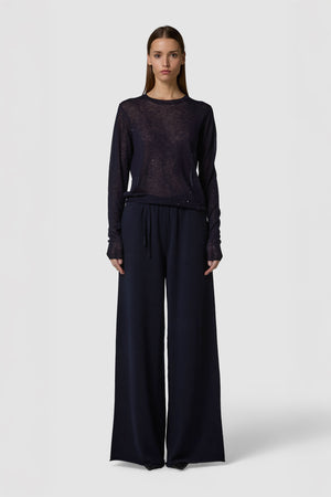 BRILLINO - WOOL SHINY ROUNDNECK SWEATER 