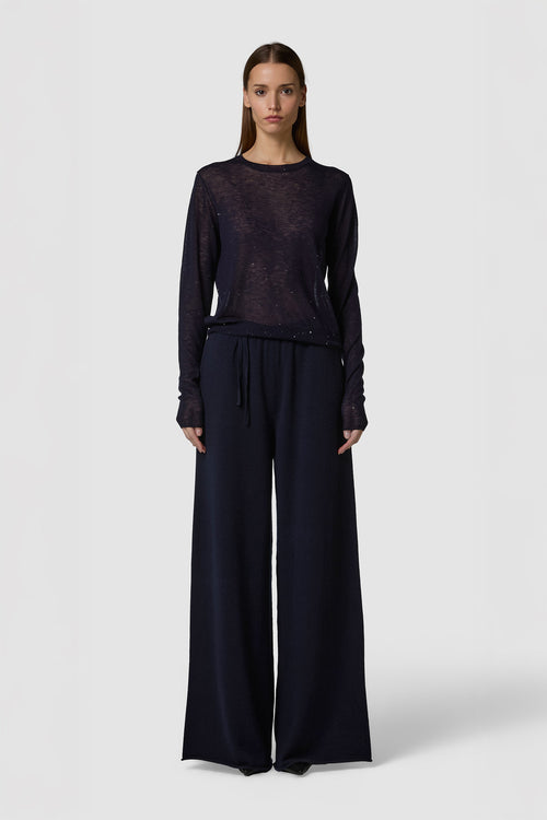 BRILLINO - WOOL SHINY ROUNDNECK SWEATER 