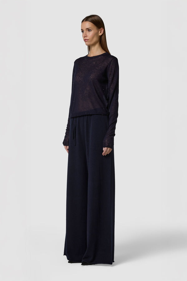 BRILLINO - WOOL SHINY ROUNDNECK SWEATER 