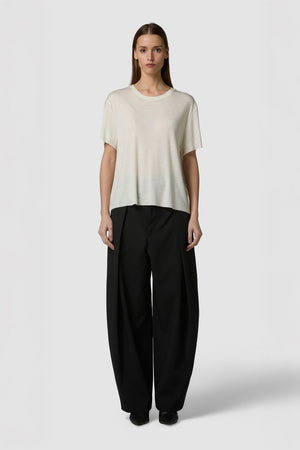 CALDINO - MAGLIA GIROCOLLO A MANICHE CORTE IN JERSEY DI LANA