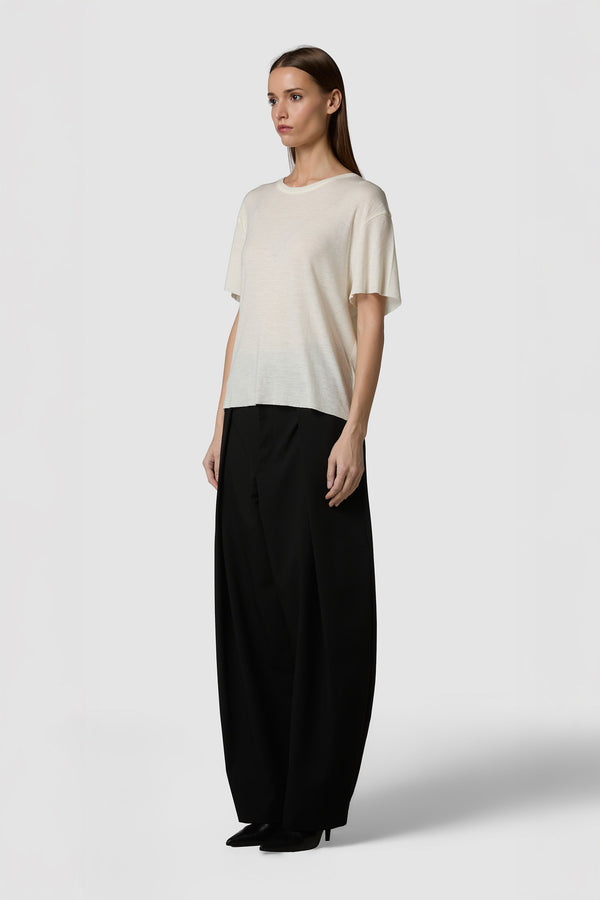 CALDINO - SHORT-SLEEVED WOOL JERSEY ROUNDNECK TEE 