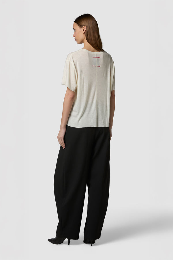 CALDINO - MAGLIA GIROCOLLO A MANICHE CORTE IN JERSEY DI LANA