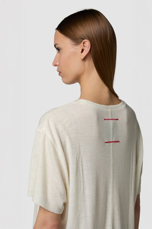 CALDINO - MAGLIA GIROCOLLO A MANICHE CORTE IN JERSEY DI LANA