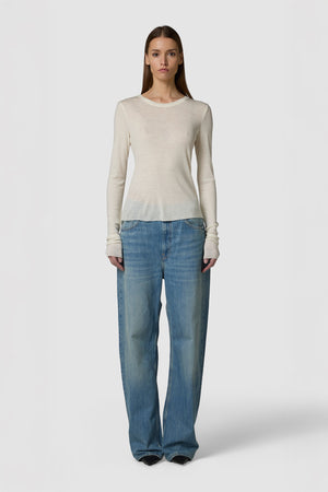 CALDINO - LONG-SLEEVED WOOL JERSEY ROUNDNECK TEE 