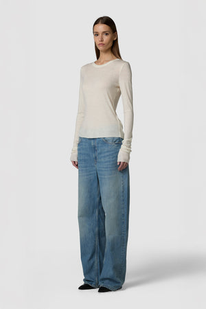 CALDINO - LONG-SLEEVED WOOL JERSEY ROUNDNECK TEE 