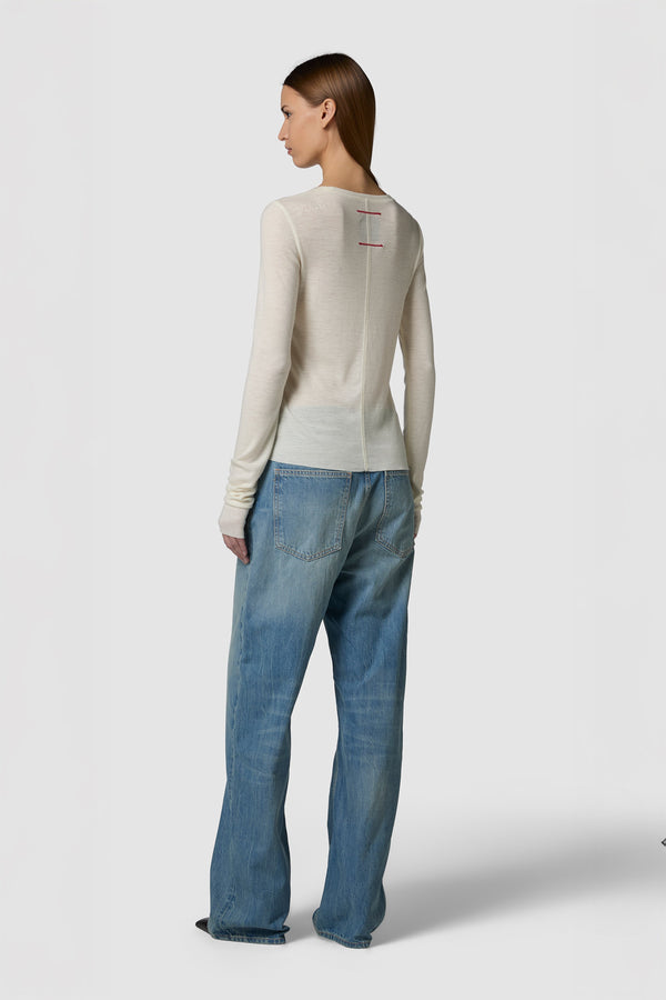 CALDINO - LONG-SLEEVED WOOL JERSEY ROUNDNECK TEE 