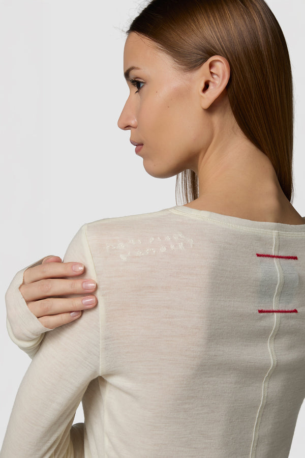CALDINO - LONG-SLEEVED WOOL JERSEY ROUNDNECK TEE 