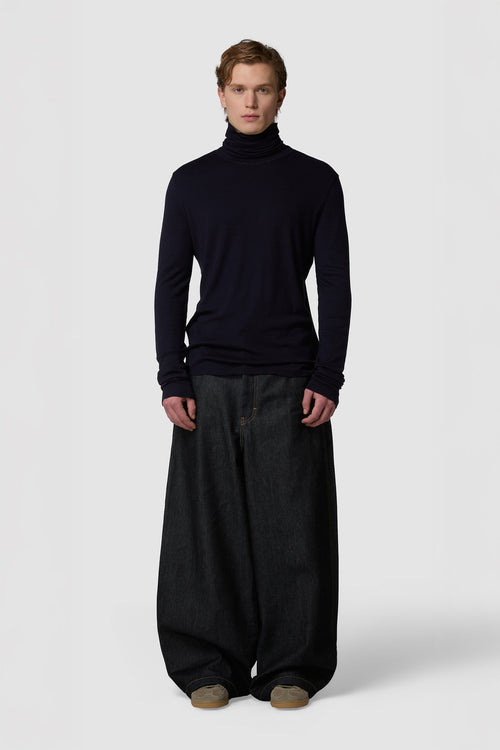 CALDINO - WOOL JERSEY HIGH-NECK TEE 