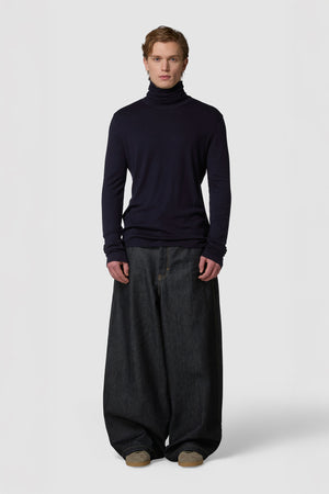 CALDINO - WOOL JERSEY HIGH-NECK TEE 