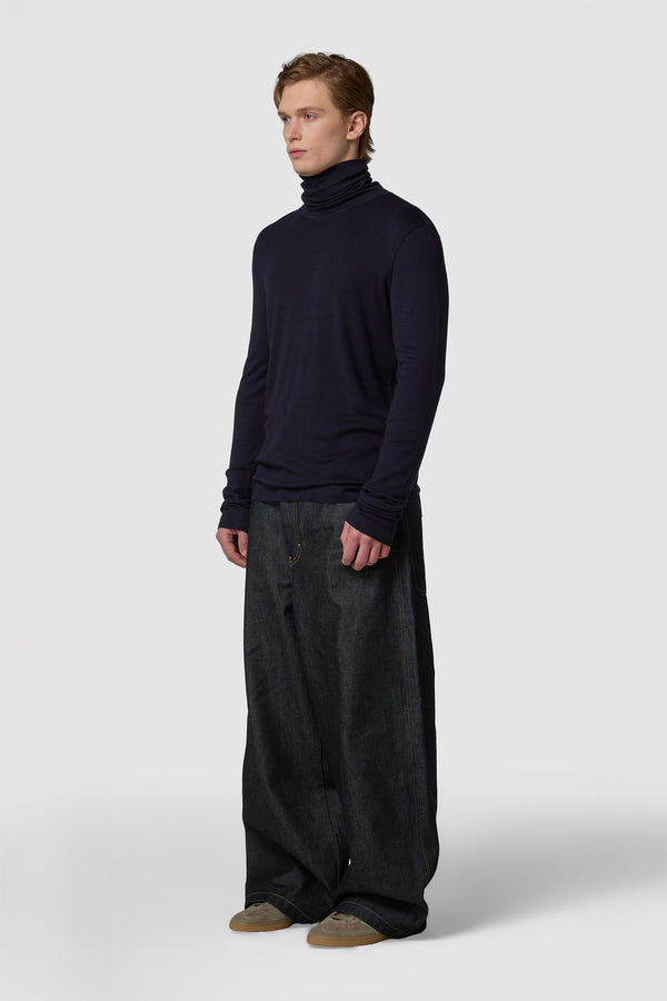 CALDINO - WOOL JERSEY HIGH-NECK TEE 