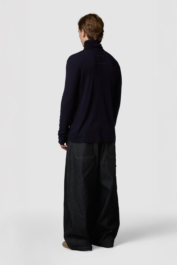 CALDINO - WOOL JERSEY HIGH-NECK TEE 