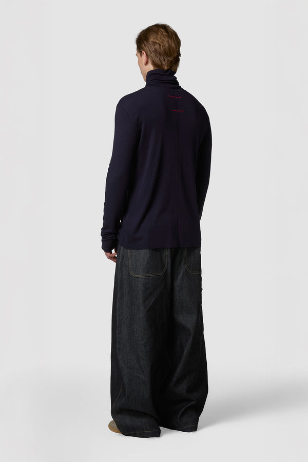CALDINO - WOOL JERSEY HIGH-NECK TEE 