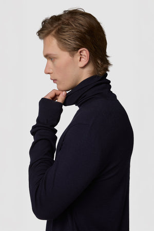 CALDINO - WOOL JERSEY HIGH-NECK TEE 