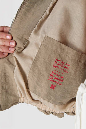 PIOGGIA - GIACCA TRENCH CROPPED IN NYLON LINO