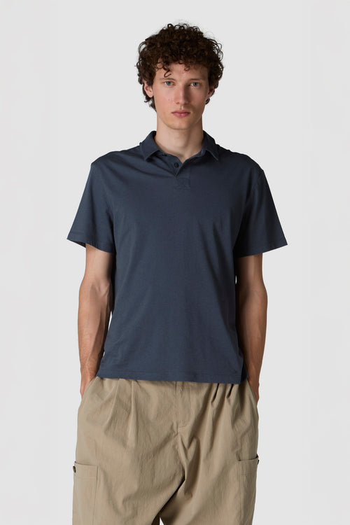 LINO - POLO CON LOGO IN COTONE E LINO