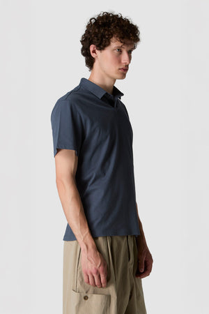 LINO - POLO CON LOGO IN COTONE E LINO